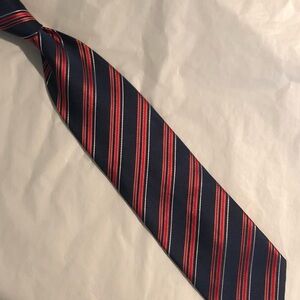 Ermenegildo Zegna Classic Striped Navy and Red Tie, 100% Silk